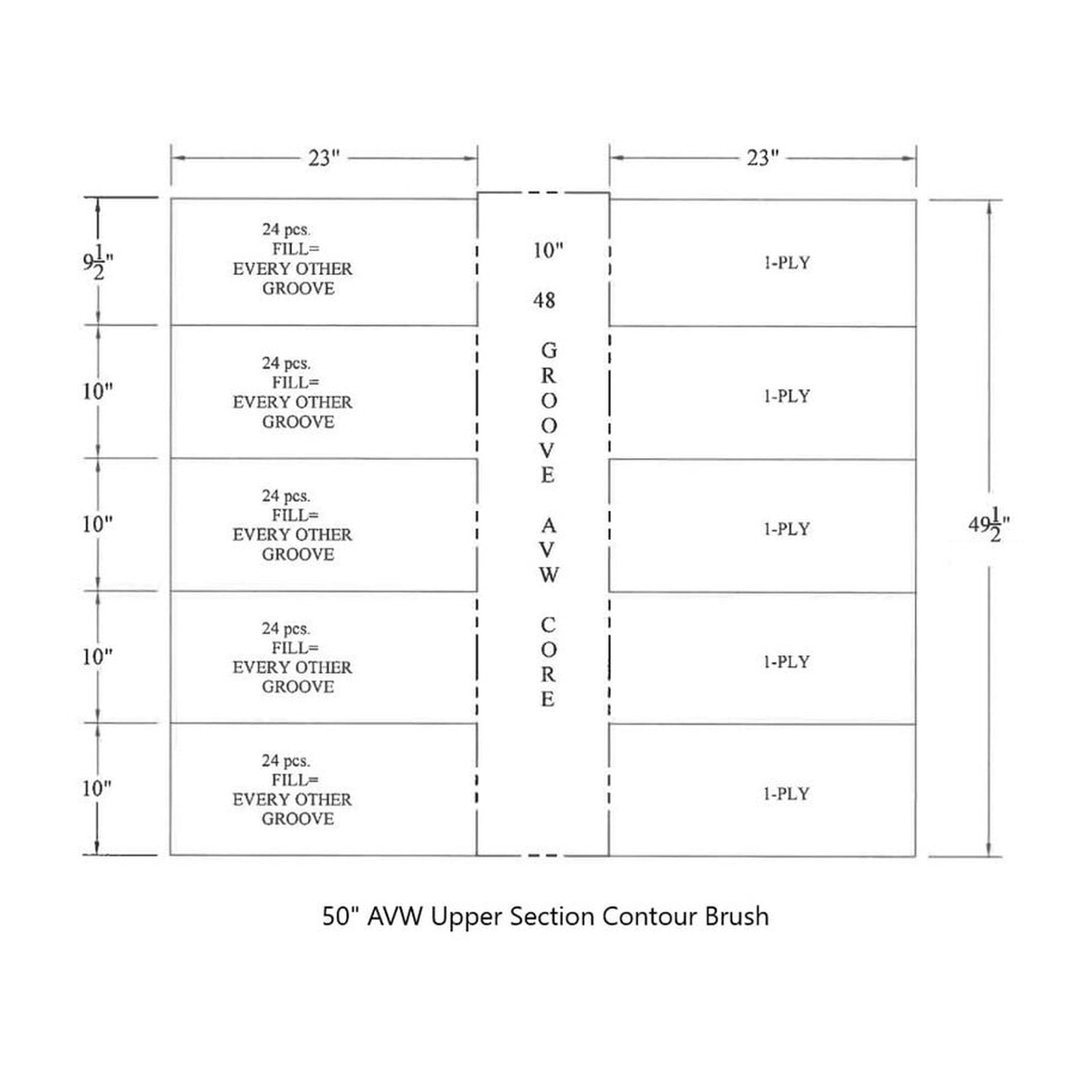 AVW AVW-50UpperContourReplaceFoam-BLK 50" Upper Contour — Replacement Foam